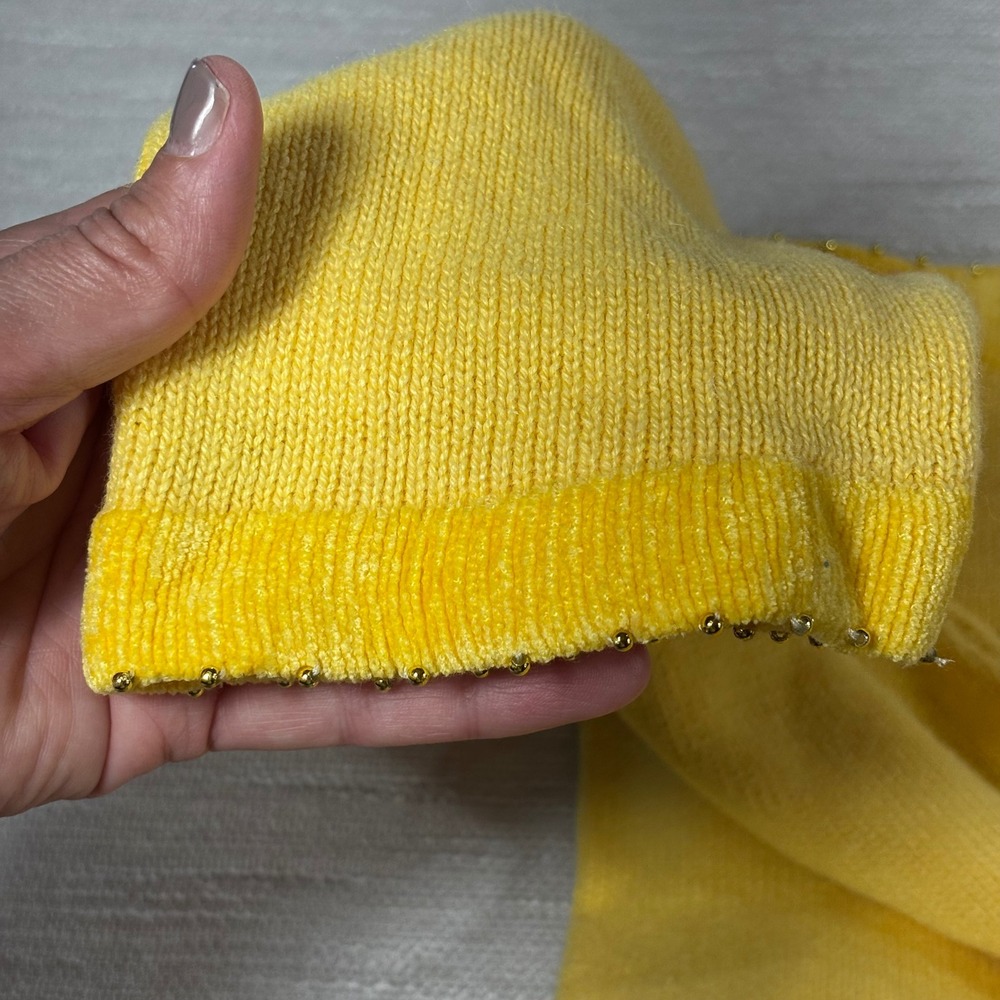 Vintage Quacker Factory‎ Yellow Butterfly Embellished V-Neck Sweater Cottagecore - Picture 7 of 8